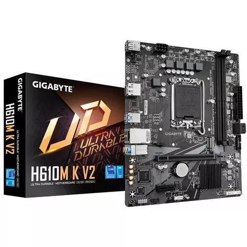 GIGABYTE H610M K V2 Motherboard - Intel Core 14th CPUs up to 5600MHz DDR5 1xPCIe 3.0 M.2 1GbE LAN USB 3.2 Gen 1