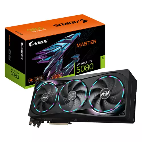 GIGABYTE AORUS GeForce RTX 5080 MASTER 16G Graphics Card - 16GB GDDR7 256bit PCI-E 5.0 2805MHz Core Clock 3 x DisplayPort 1 x HDMI GV-N5080AORUS M-16GD