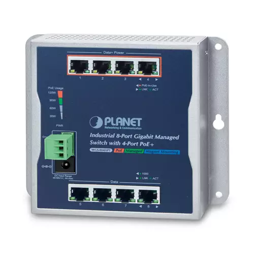 PLANET WGS-804HPT network switch Managed Gigabit Ethernet (10/100/1000) Power over Ethernet (PoE) Black