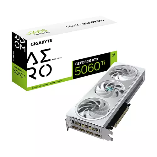 GIGABYTE GeForce RTX 5060 Ti AERO OC 8G Graphics Card - 8GB GDDR7 128bit PCI-E 5.0 2647MHz Core Clock 3 x DisplayPort 1 x HDMI GV-N506TAERO OC-8GD
