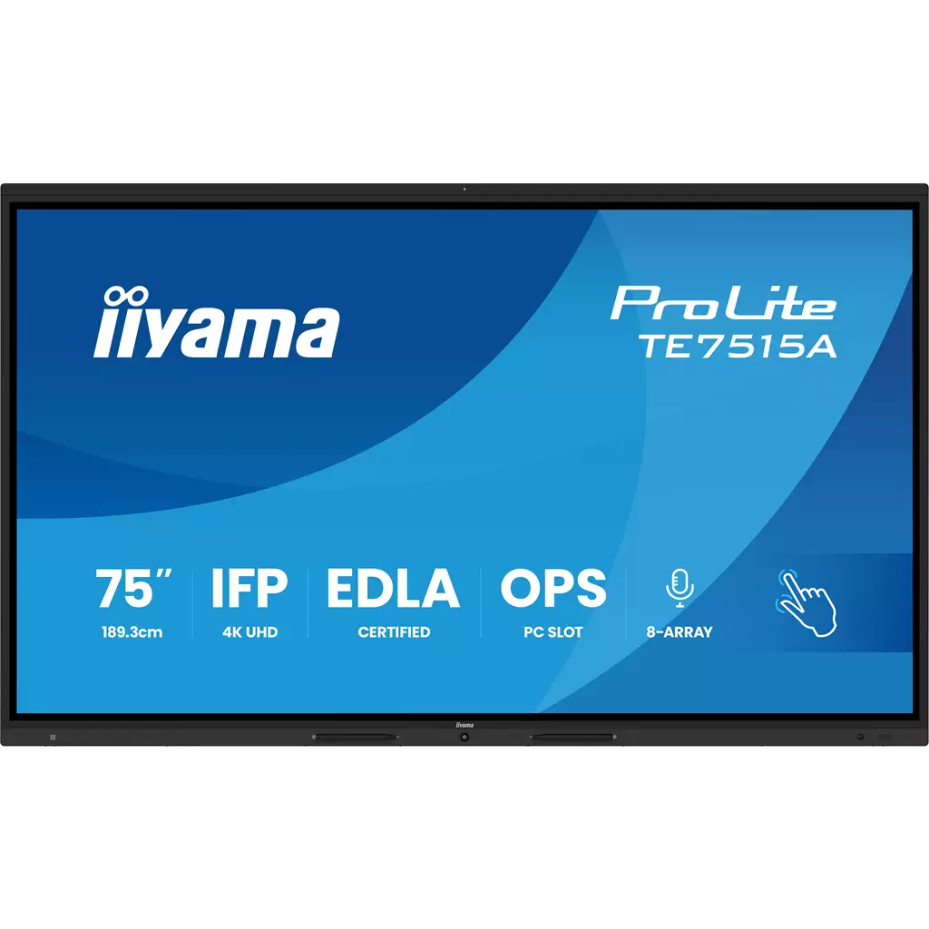 iiyama TE7515A-B1AG Signage Display Interactive flat panel 190.5 cm (75") Wi-Fi 550 cd/m² 4K Ultra HD Black Touchscreen Built-in processor Android