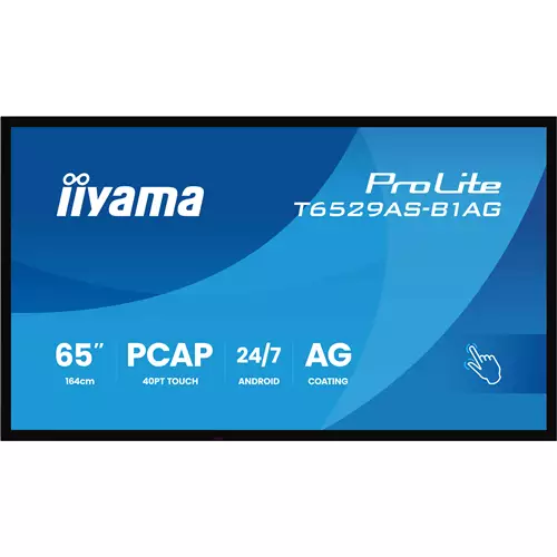 Photos - Monitor Iiyama T6529AS-B1AG Signage Display Kiosk design 163.8 cm  LED Wi-Fi 420 cd/m 4K Ultra HD Black Touchscreen Buil (64.5")