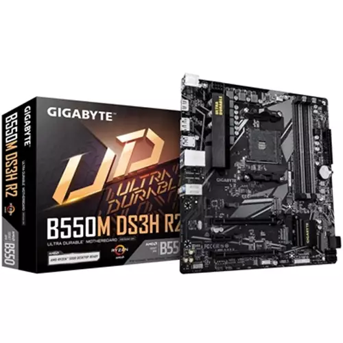 GIGABYTE B550M DS3H R2 Motherboard - AMD Ryzen 5000 CPUs 5+3 Phases VRM up to 4733MHz DDR4 (O.C.) 1xPCIe 4.0 + 1xPCIe 3.0 M.2 1GbE LAN USB 3.2 Gen 1 AMD Socket AM4 AMD Ryzen 3000 Series AMD Ryzen 4000 Series AMD Ryzen 5000 Series Socket AM
