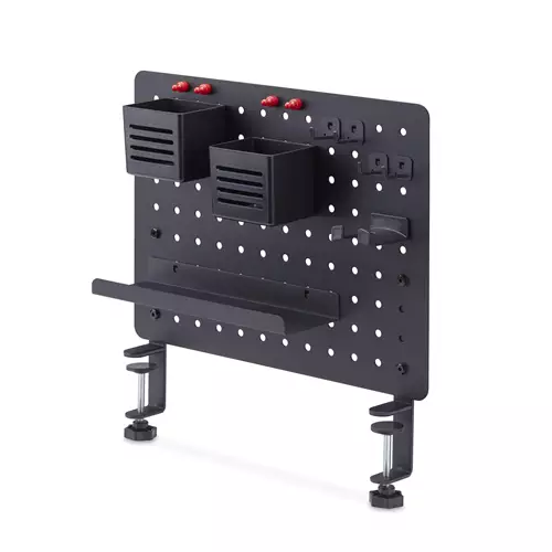 StarTech.com Clamp-On Pegboard with Accessories 16.5 x 12.5in (42 x 32cm) Steel Pegboard Desktop Storage Organizer Desk Mount Peg Board Black