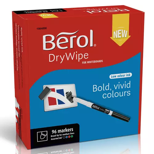Berol Dry Wipe Whiteboard Pens Broad Tip Black Ink (Pack 192) - 1984897