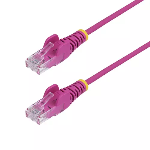 StarTech.com 15m Pink Slim CAT6 Ethernet Cable Snagless 100W PoE UTP LSZH 28AWG Pure Bare Copper Wire Slim RJ45 Network Patch Cord w/Strain Reliefs Individually Tested