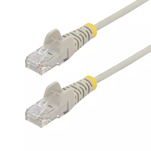 StarTech.com 15m Gray Slim CAT6 Ethernet Cable Snagless 100W PoE UTP LSZH 28AWG Pure Bare Copper Wire Slim RJ45 Network Patch Cord w/Strain Reliefs Individually Tested
