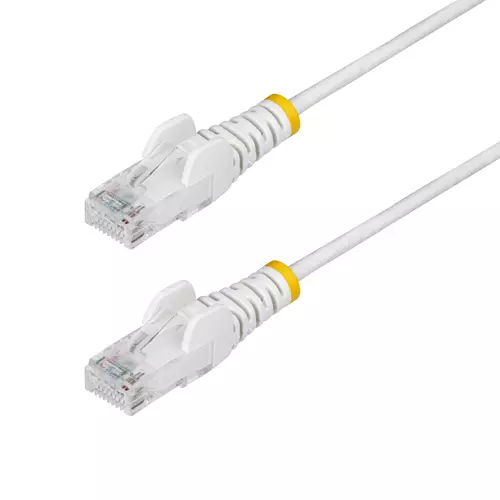 StarTech.com 3m White Slim CAT6 Ethernet Cable Snagless 100W PoE UTP LSZH 28AWG Pure Bare Copper Wire Slim RJ45 Network Patch Cord w/Strain Reliefs Individually Tested