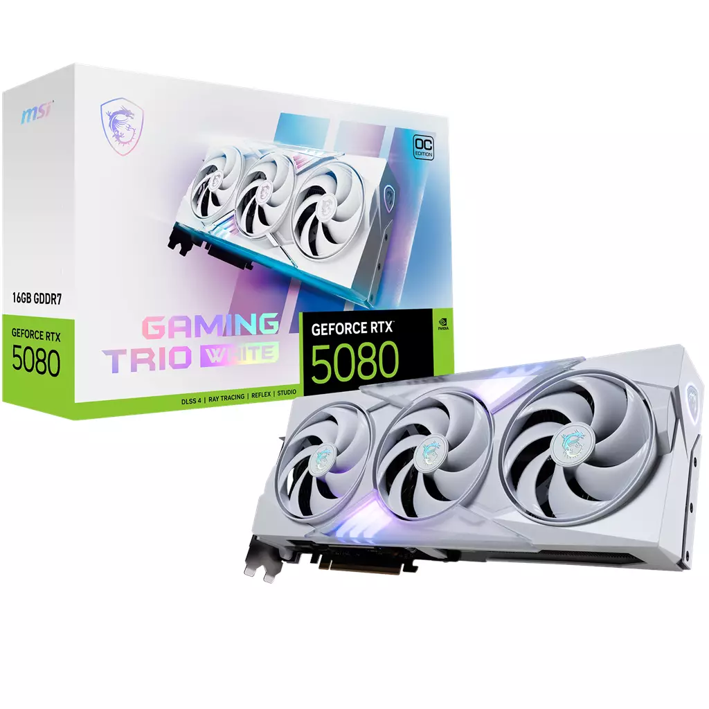 MSI NVIDIA GeForce RTX 5080 16GB GAMING TRIO OC WHITE Blackwell Graphi