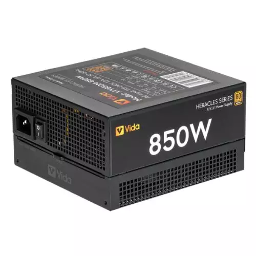 Photos - PSU VIDA 850W Heracles Black ATX 3.1 Gaming  80+ Bronze 14cm Ultra-Quiet FDM Fan Flat Black Cables PCIe 5.1 Power Lead Not In 