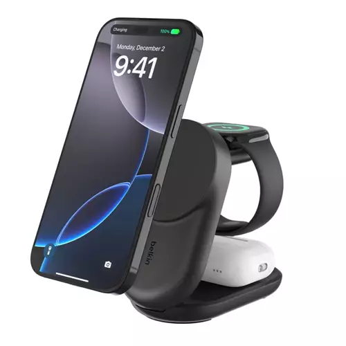 Belkin WIZ037MYBK mobile device charger Headphones Smartphone Black USB Wireless charging Fast charging Indoor