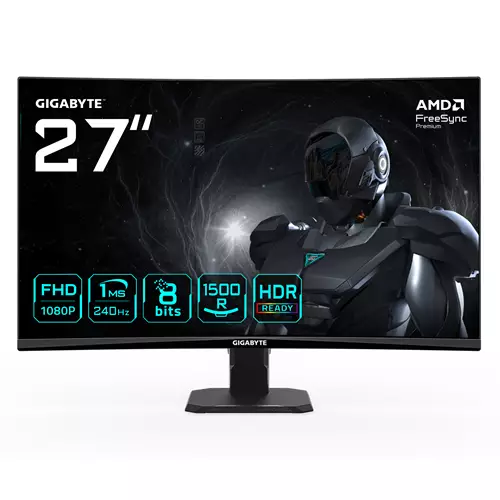 GIGABYTE GS27FC2 27" FHD Curved Gaming Monitor - 1920 x 1080 240Hz 1 350 cd/m HDR Ready HDMI 2.0 Displayport 1.4