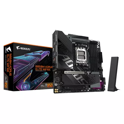 GIGABYTE B850M AORUS ELITE WIFI6E Motherboard - AMD Ryzen 9000 Series CPUs 12+2+2 Phases Digital VRM up to 8200MHz DDR5 (OC) 1xPCIe 5.0 + 1xPCIe 4.0 M.2 WIFI 6E 2.5GbE LAN USB 3.2 Gen 2