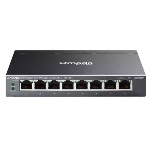 TP-Link Omada ES208GP network switch Managed L2 Gigabit Ethernet (10/100/1000) Power over Ethernet (PoE) DIN rail Black