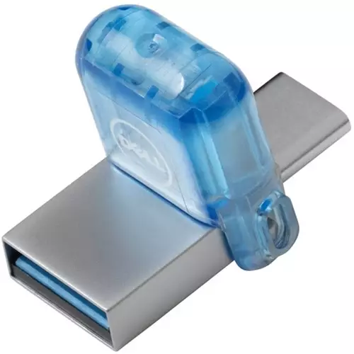 DELL AC429144 USB flash drive 256 GB USB Type-A / USB Type-C 3.2 Gen 1 (3.1 Gen 1) Blue Stainless steel