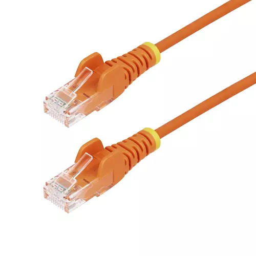 StarTech.com 2.5m Orange Slim CAT6 Ethernet Cable Snagless 100W PoE UTP LSZH 28AWG Pure Bare Copper Wire Slim RJ45 Network Patch Cord w/Strain Reliefs Individually Tested