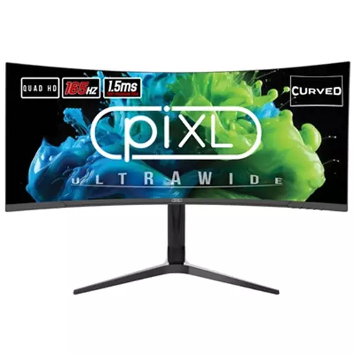 piXL CM34C7 34 Inch Ultrawide Gaming Monitor 165Hz 1.5ms 3440x1440 HDMI DisplayPort USB Type-C USB-B USB-A x 2 Audio Curve R1500 Height Adjustable 3 Year Warranty 86.4 cm (34") 3440 x 1440 pixels UltraWide Quad HD LED 1.5 ms Black