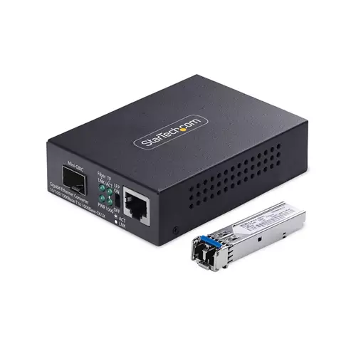 StarTech.com Single-Mode (SM) LC Fiber Media Converter for 10/100/1000 Networks Standalone Gigabit Ethernet to Fiber Converter 20km - TAA
