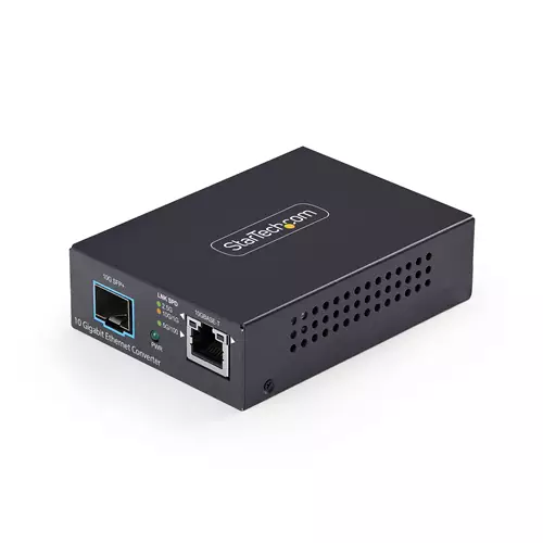 StarTech.com 10GbE Multi-Gigabit Open SFP+ Fiber Media Converter Standalone 10 Gigabit Ethernet RJ-45 to 10GBASE-X SFP+ Single-Mode / Multi-Mode 16K Jumbo Frames - TAA