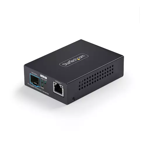 StarTech.com 10GbE Open SFP+ Fiber Media Converter Standalone 10 Gigabit Ethernet RJ-45 to 10GBASE-X SFP+ Single-Mode / Multi-Mode 16K Jumbo Frames - TAA