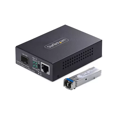 StarTech.com Single-Mode (SM) LC Fiber Media Converter for 10/100/1000 Networks Standalone Gigabit Ethernet to Fiber Converter 40km - TAA