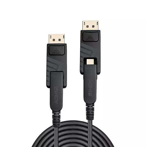 Lindy 100m Fibre Optic Hybrid Mini DisplayPort 1.4 Cable with Detachable DP Connectors