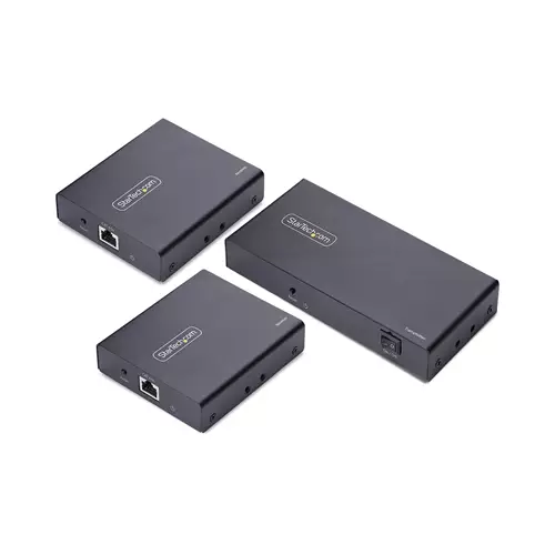 StarTech.com 2-Port HDMI Extender and Splitter Over CAT6 4K 60Hz Up to 230ft (70m) 1x2 HDMI over Ethernet Distribution Kit with IR and Power Over Cable