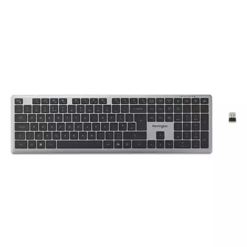 Kensington KB535 EQ Rechargeable Multi-Device Keyboard. Keyboard form factor: Full-size (100%) Connectivity technology: Wireless Device interface: RF Wireless + Bluetooth. Product colour: Grey