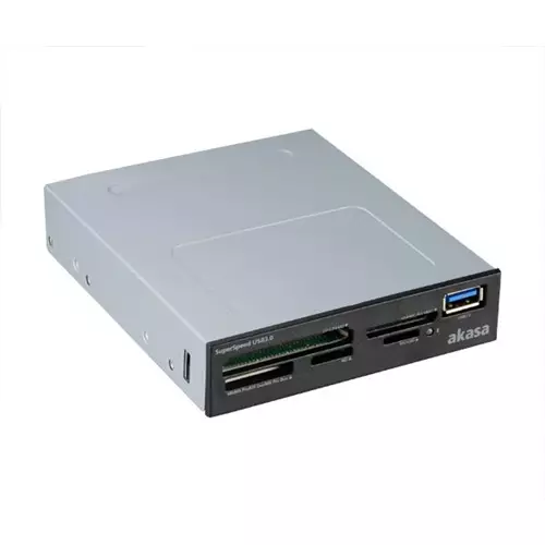 Photos - Card Reader / USB Hub Akasa AK-ICR-27 CF CF Type II MMC MMC Mobile MS Micro (M2) MS PRO MS PRO Duo MicroSD ... Black Grey 3.5" 48 (TransFlash)