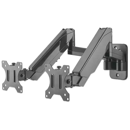 Manhattan Dual Wall Mount for TV & Monitors (Full Motion Gas Spring) For screens 17" to 32" VESA compatibility: 75x75mm and 100x100mm - check the dimensions of the four mounting holes on back of screen to ensure it fits Max 8kg each Black Bracke