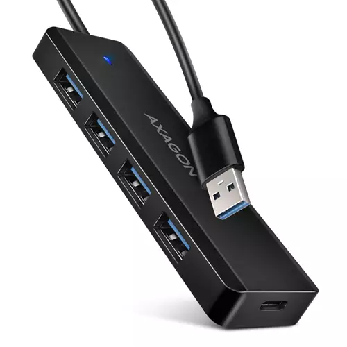 Axagon HUE-C1A 4x USB 5Gbps TRAVEL hub USB-C power IN 19cm USB-A cable