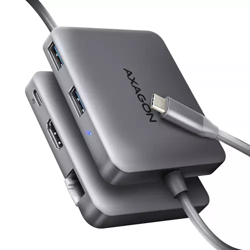 Axagon HMC-5HL USB 5Gbps hub 2x USB-A HDMI 4k/60Hz RJ-45 PD 100W 20cm USB-C cable