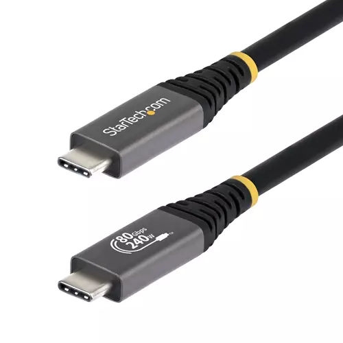 StarTech.com 1m (3ft) USB4 Cable 80Gbps USB-IF Certified USB-C Cable 240W PD 8K 120Hz/4K 240Hz DP2.1 DP80 TPE Jacket Thunderbolt 4 Compatible - Black USB-C Cord