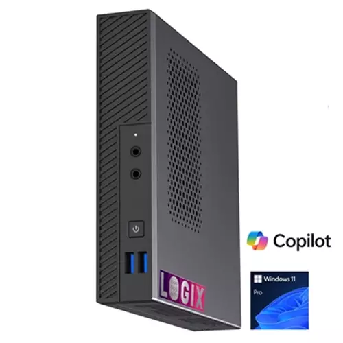 LOGIX 14th Gen Intel i5 10 Core 4.70GHz 1 Litre Mini Business / Security PC for Alarm & Door Entry Systems with 16GB RAM 500GB NVMe SSDWiFi BT Windows 11 Pro Keyboard & Mouse Intel Core i5 DDR5-SDRAM Mini PC Black