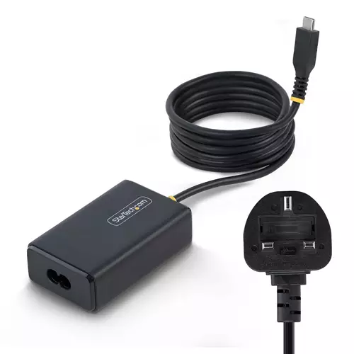 StarTech.com 65W USB-C Laptop Charger 1.5m Tethered USB-C Cable Power Adapter Brick for Dell XPS HP ProBook MacBook Pro Microsoft Surface Pro