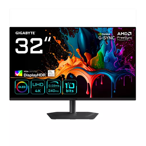 GIGABYTE MO32U2 32 OLED 4K UHD Gaming Monitor - 3840 x 2160 240Hz 0.03ms 250 cd/m G-Sync Compatible FreeSync Premium Pro Display HDR True Black 400 HDMI 2.1 Displayport 1.4