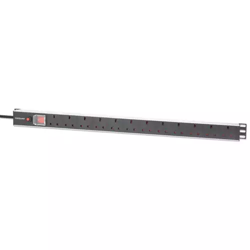 Intellinet 19" 1U PDU 12-way UK Vertical type With switch and overload protection Rackmount Power Distribution Unit UK 3-pin outlets 1.8m power cord output