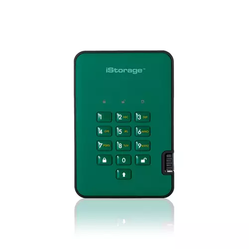 iStorage diskAshur HDD 2TB Green | Secure Portable Hard Drive |AES-XTS 256-bit Hardware Encryption | PIN protected | OS & Platform Independent | TAA Compliant |Brute force hack defence | Dust/Water Resistant