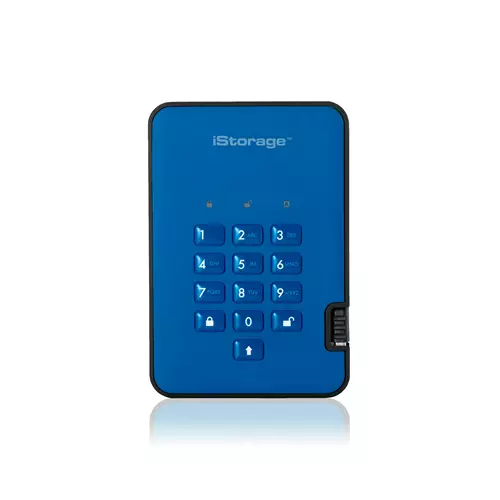 iStorage diskAshur SSD 8TB Blue | Secure Portable Solid State Drive |AES-XTS 256-bit Hardware Encryption | PIN protected | OS & Platform Independent | TAA Compliant |Brute force hack defence | Dust/Water Resistant