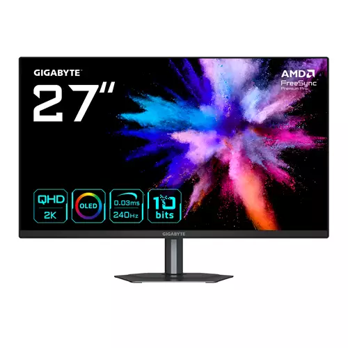 GIGABYTE GO27Q24 27 OLED 2K QHD Gaming Monitor - 2560 x 1440 240Hz 0.03ms 400 cd/m FreeSync Premium HDMI 2.0 Displayport 1.4