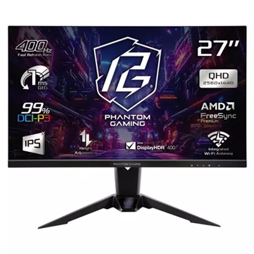 Asrock Phantom Gaming Pg27qfw2a 27 Inch Qhd (2560 X 1440) Ips Gaming Monitor 400Hz 1Ms (Mprt) Response Time 2 X Hdmi 2.0 1 X Displayport 1.4 Height Adjustable