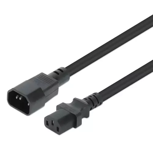 Photos - Cable (video, audio, USB) MANHATTAN Power Cord/Cable C14 Male to C13 Female  Monitor to CPU 5m 10A Black Lead Lifetime Warranty 352680 (kettle lead)