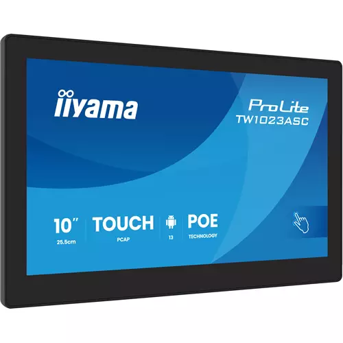 iiyama TW1023ASC-B3P Signage Display Kiosk design 25.6 cm (10.1") Wi-Fi 385 cd/m WXGA Black Touchscreen Built-in processor Android 24/7