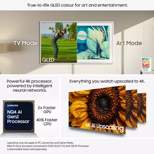 Samsung 2025 65" The Frame Art Mode QLED 4K HDR Smart TV 165.1 cm (65") 4K Ultra HD Wi-Fi Black