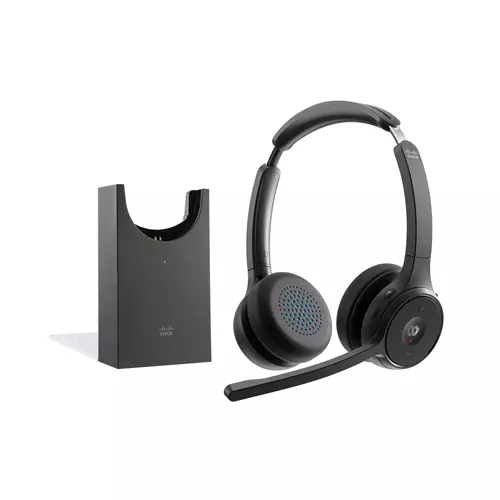 Photos - Headphones Cisco Headset 722 Wireless Dual On-Ear Bluetooth  Webex Button USB-A HD Bluetooth Adapter Soft Case Charging Stand 