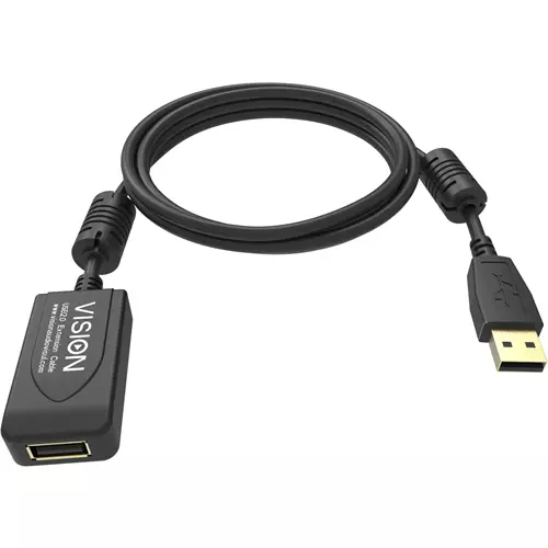 Vision TC 5MUSBEXT+/BL- USB cable USB 2.0 5 m USB A 0.48 Gbit/s Black