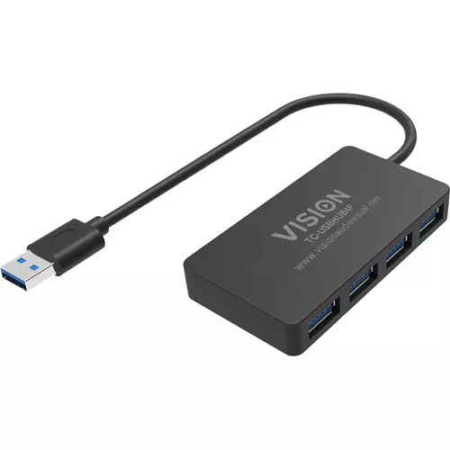 Vision TC-USBHUB4P interface hub USB 3.2 Gen 1 (3.1 Gen 1) Type-A 5 Mbit/s Black