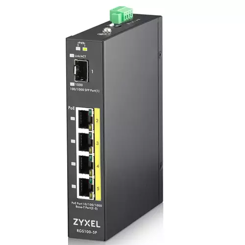 Zyxel RGS100-5P Unmanaged L2 Gigabit Ethernet (10/100/1000) Power over Ethernet (PoE) Black