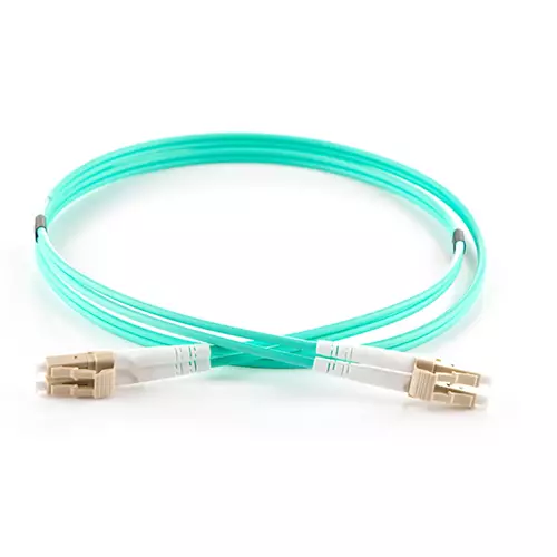 connektgear 1m Duplex Fibre Optic Multi-Mode Cable OM4 50/125 Micron LC to LC - Aqua