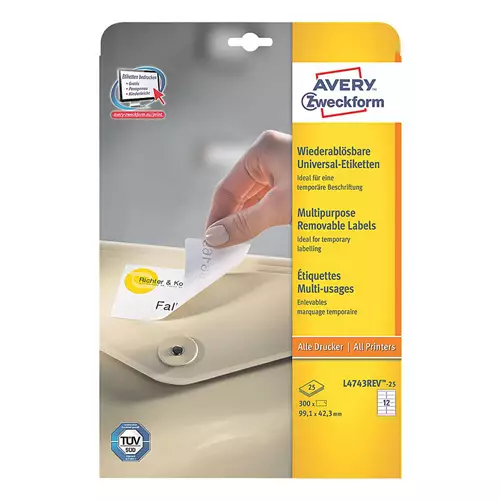 Photos - Other Office Equipment Avery Zweckform Avery Removable labels Laser removable 99.1 x 42.3 mm L4743REV-25 